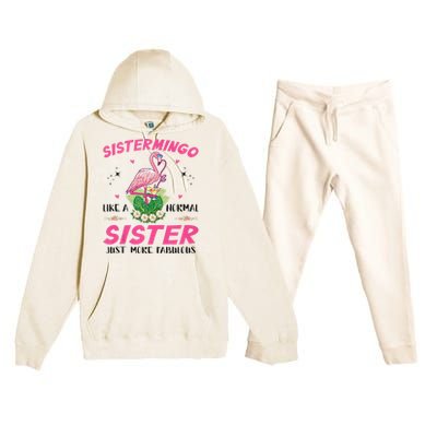 Sistermingo Like A Normal Sister Flamingo Sister Premium Hooded Sweatsuit Set