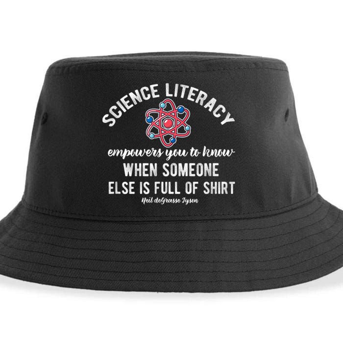 Science Literacy Atom Funny Science Quote Sustainable Bucket Hat