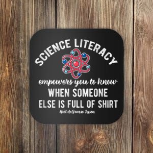 Science Literacy Atom Funny Science Quote Coaster