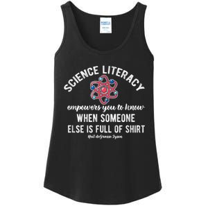 Science Literacy Atom Funny Science Quote Ladies Essential Tank