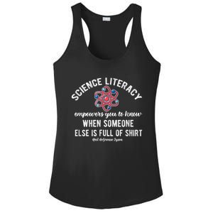 Science Literacy Atom Funny Science Quote Ladies PosiCharge Competitor Racerback Tank