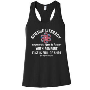 Science Literacy Atom Funny Science Quote Women's Racerback Tank