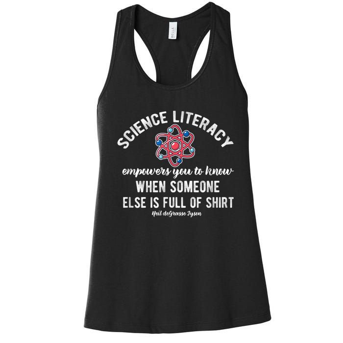 Science Literacy Atom Funny Science Quote Women's Racerback Tank