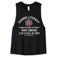 Science Literacy Atom Funny Science Quote Women's Racerback Cropped Tank