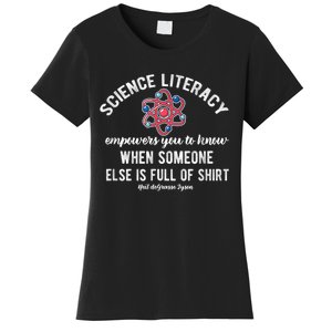 Science Literacy Atom Funny Science Quote Women's T-Shirt