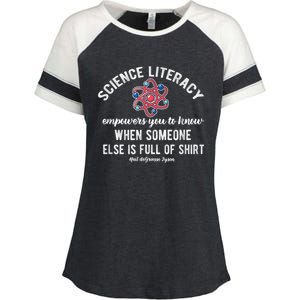 Science Literacy Atom Funny Science Quote Enza Ladies Jersey Colorblock Tee