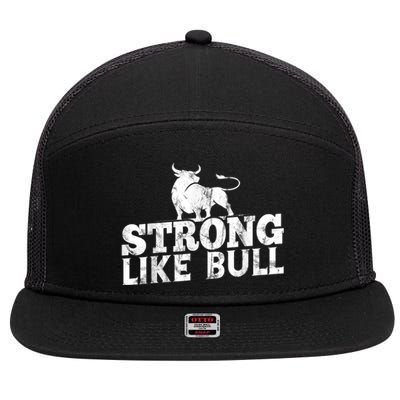 Strong Like A Bull Powerlifting Bodybuilding 7 Panel Mesh Trucker Snapback Hat