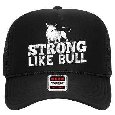 Strong Like A Bull Powerlifting Bodybuilding High Crown Mesh Back Trucker Hat