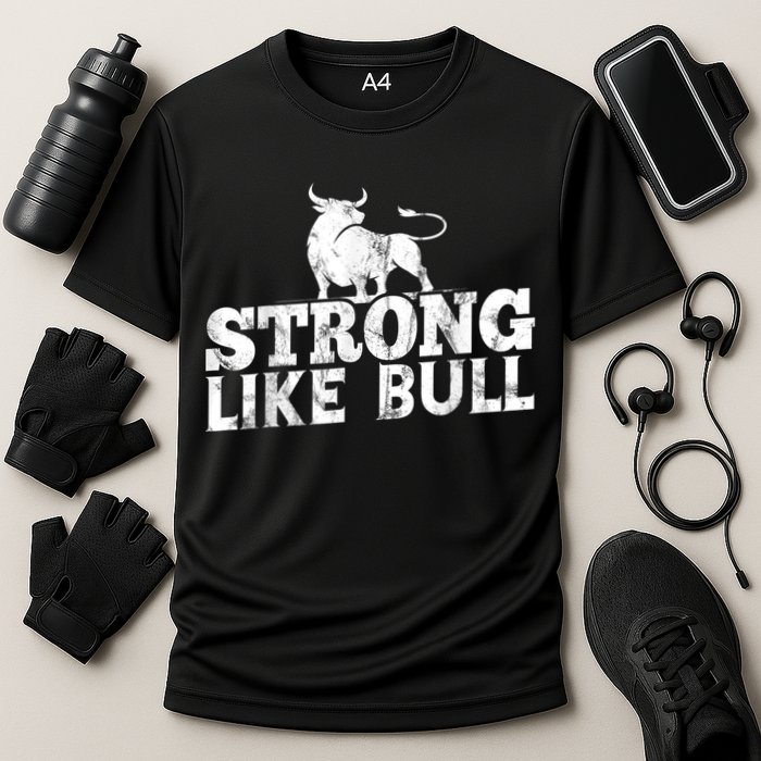 Strong Like A Bull Powerlifting Bodybuilding Cooling Performance Crew T-Shirt