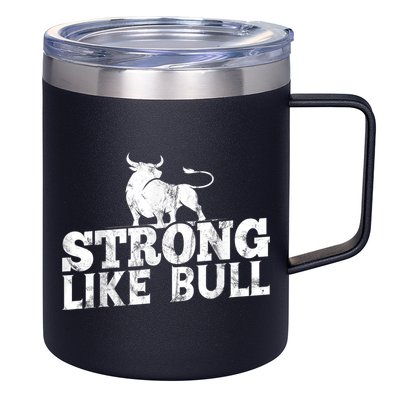 Strong Like A Bull Powerlifting Bodybuilding 12oz Stainless Steel Coffee Mug