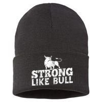 Strong Like A Bull Powerlifting Bodybuilding Sustainable Knit Beanie