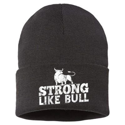 Strong Like A Bull Powerlifting Bodybuilding Sustainable Knit Beanie