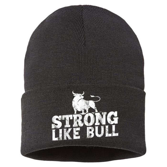 Strong Like A Bull Powerlifting Bodybuilding Sustainable Knit Beanie