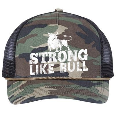 Strong Like A Bull Powerlifting Bodybuilding Retro Rope Trucker Hat Cap