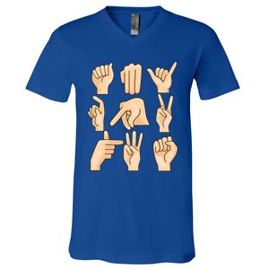 Sign Language Asl Teacher Hand Learning Hearing Impaired Gift V-Neck T-Shirt