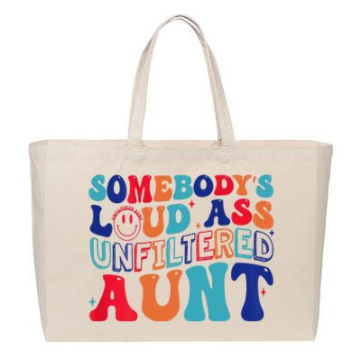 Somebodys Loud Ass Unfiltered Aunt Retro Groovy Funny Cotton Canvas Jumbo Tote