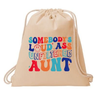 Somebodys Loud Ass Unfiltered Aunt Retro Groovy Funny Drawstring Bag