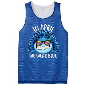 Shark Leopard Autism In April We Wear Blue Awareness Month Cool Gift Mesh Reversible Basketball Jersey Tank