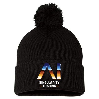 Singularity Loading AI Artificial Intelligence Pom Pom 12in Knit Beanie
