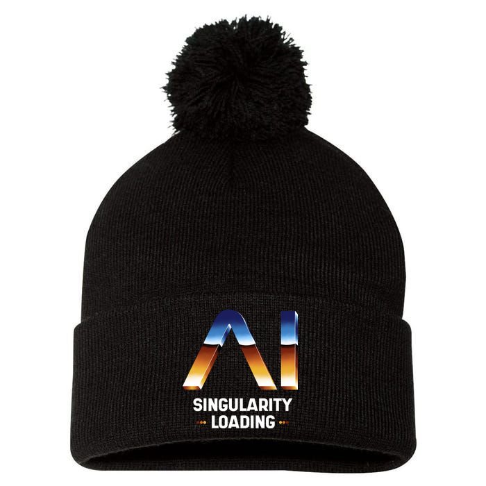Singularity Loading AI Artificial Intelligence Pom Pom 12in Knit Beanie