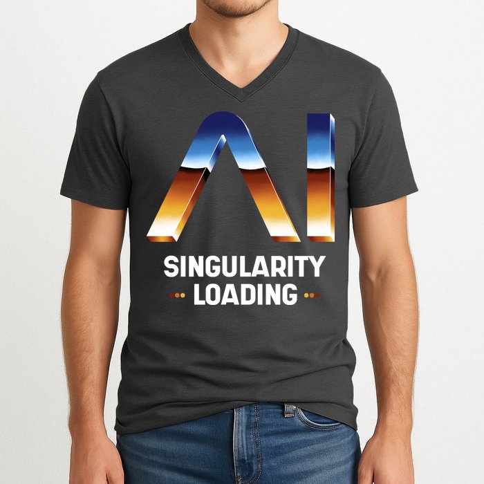Singularity Loading AI Artificial Intelligence V-Neck T-Shirt