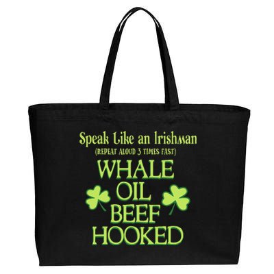 Speak Like An Irishman Whale Oil Beef Hooked Cotton Canvas Jumbo Tote