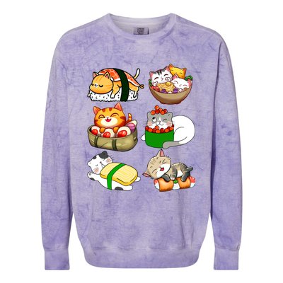 Sushi Lover Anime Cats Lovers Japanese Anime Kawaii Neko Gift Colorblast Crewneck Sweatshirt