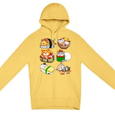 Sushi Lover Anime Cats Lovers Japanese Anime Kawaii Neko Gift Premium Pullover Hoodie