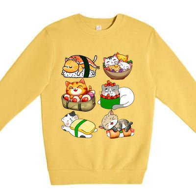 Sushi Lover Anime Cats Lovers Japanese Anime Kawaii Neko Gift Premium Crewneck Sweatshirt