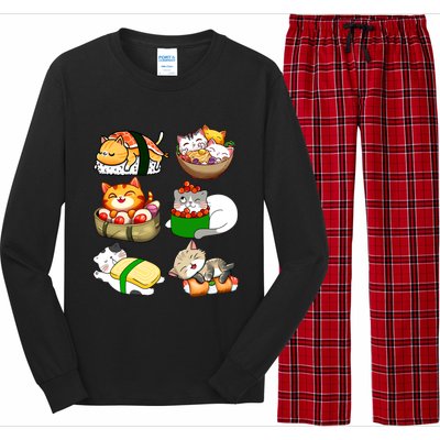 Sushi Lover Anime Cats Lovers Japanese Anime Kawaii Neko Gift Long Sleeve Pajama Set