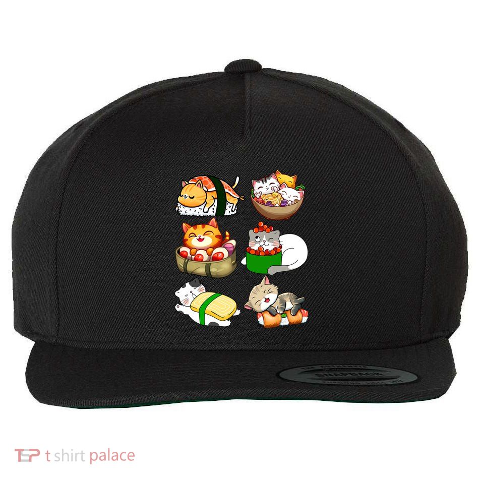 Sushi Lover Anime Cats Lovers Japanese Anime Kawaii Neko Gift Wool Snapback Cap