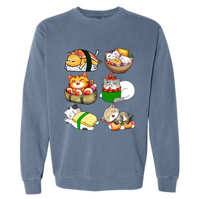 Sushi Lover Anime Cats Lovers Japanese Anime Kawaii Neko Gift Garment-Dyed Sweatshirt