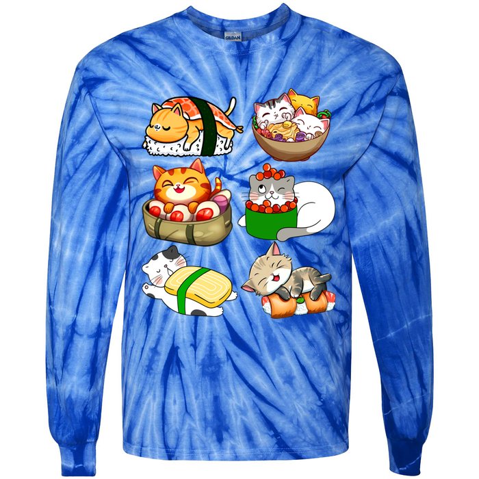 Sushi Lover Anime Cats Lovers Japanese Anime Kawaii Neko Gift Tie-Dye Long Sleeve Shirt