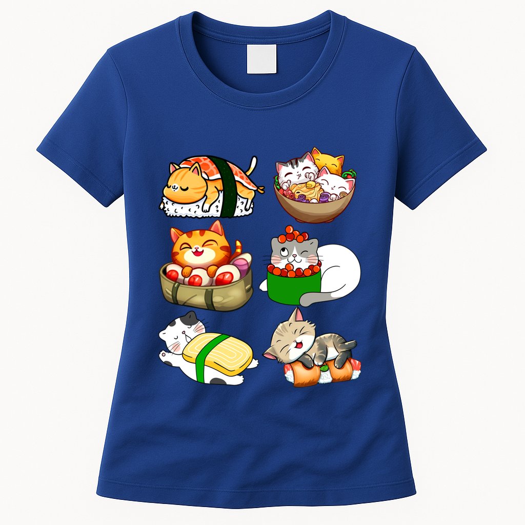 Sushi Lover Anime Cats Lovers Japanese Anime Kawaii Neko Gift Womens T-Shirt