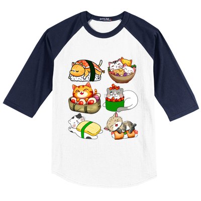 Sushi Lover Anime Cats Lovers Japanese Anime Kawaii Neko Gift Baseball Sleeve Shirt