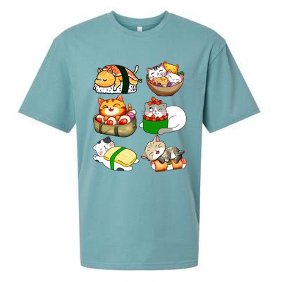 Sushi Lover Anime Cats Lovers Japanese Anime Kawaii Neko Gift Sueded Cloud Jersey T-Shirt