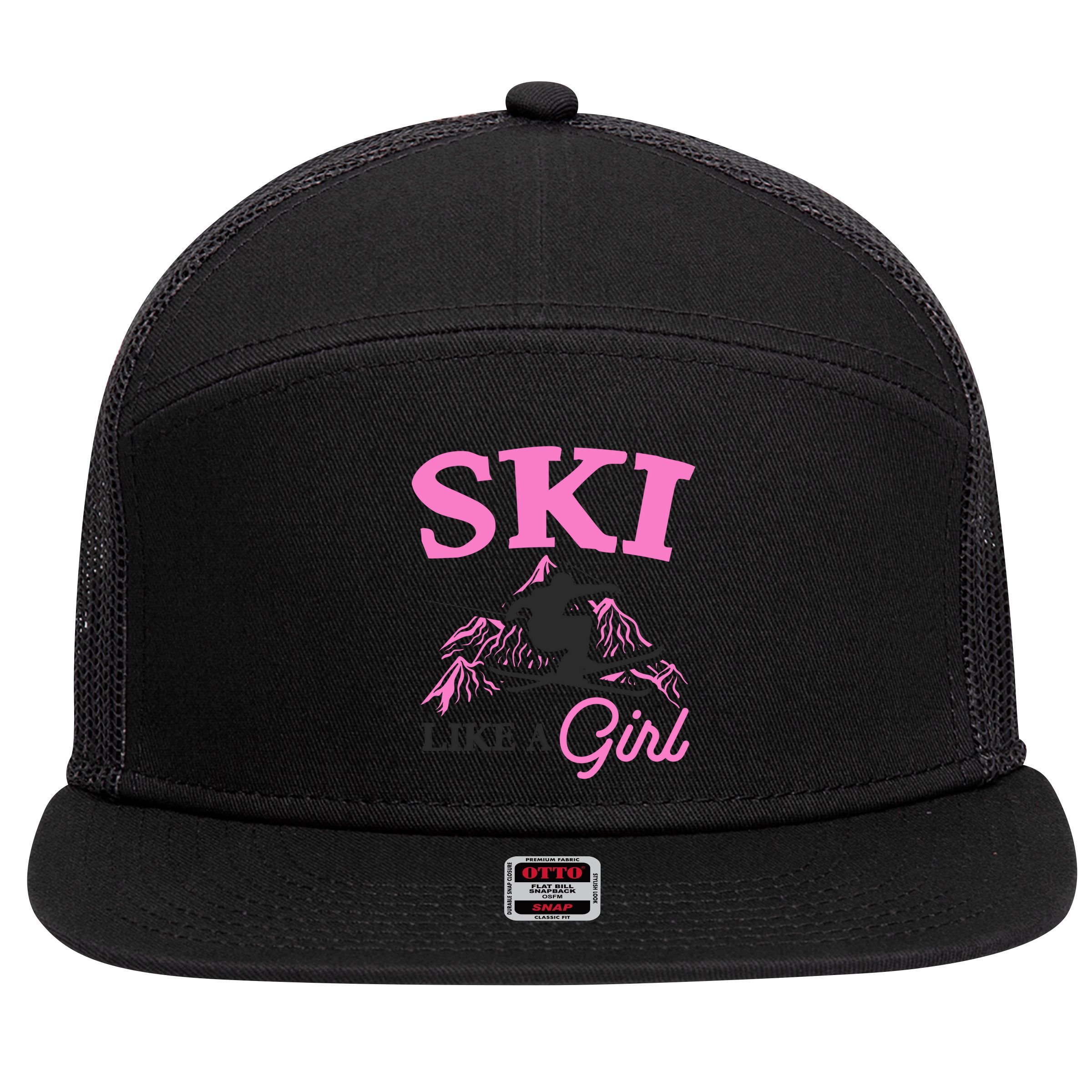 Ski Like A Skiers Winter Sports Mountains Ski Lover Gift 7 Panel Mesh Trucker Snapback Hat