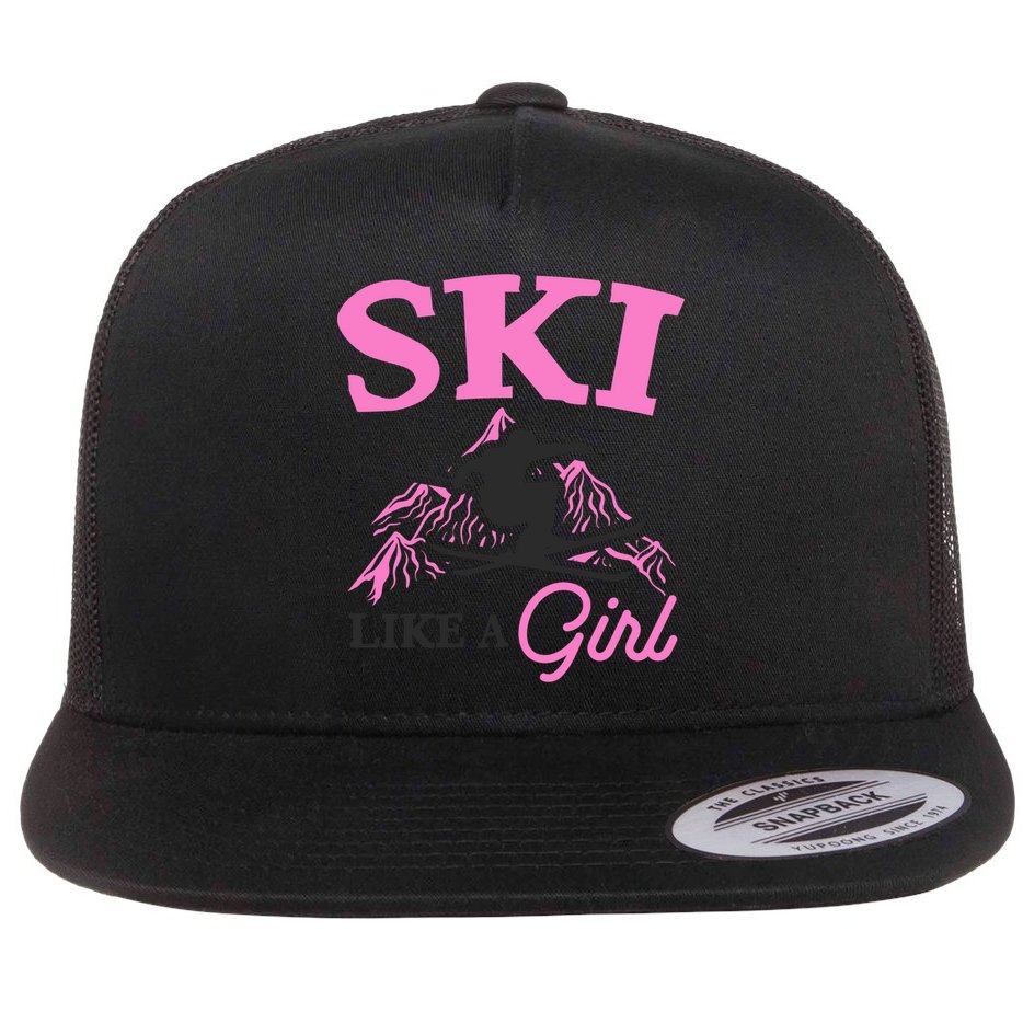 Ski Like A Skiers Winter Sports Mountains Ski Lover Gift Flat Bill Trucker Hat