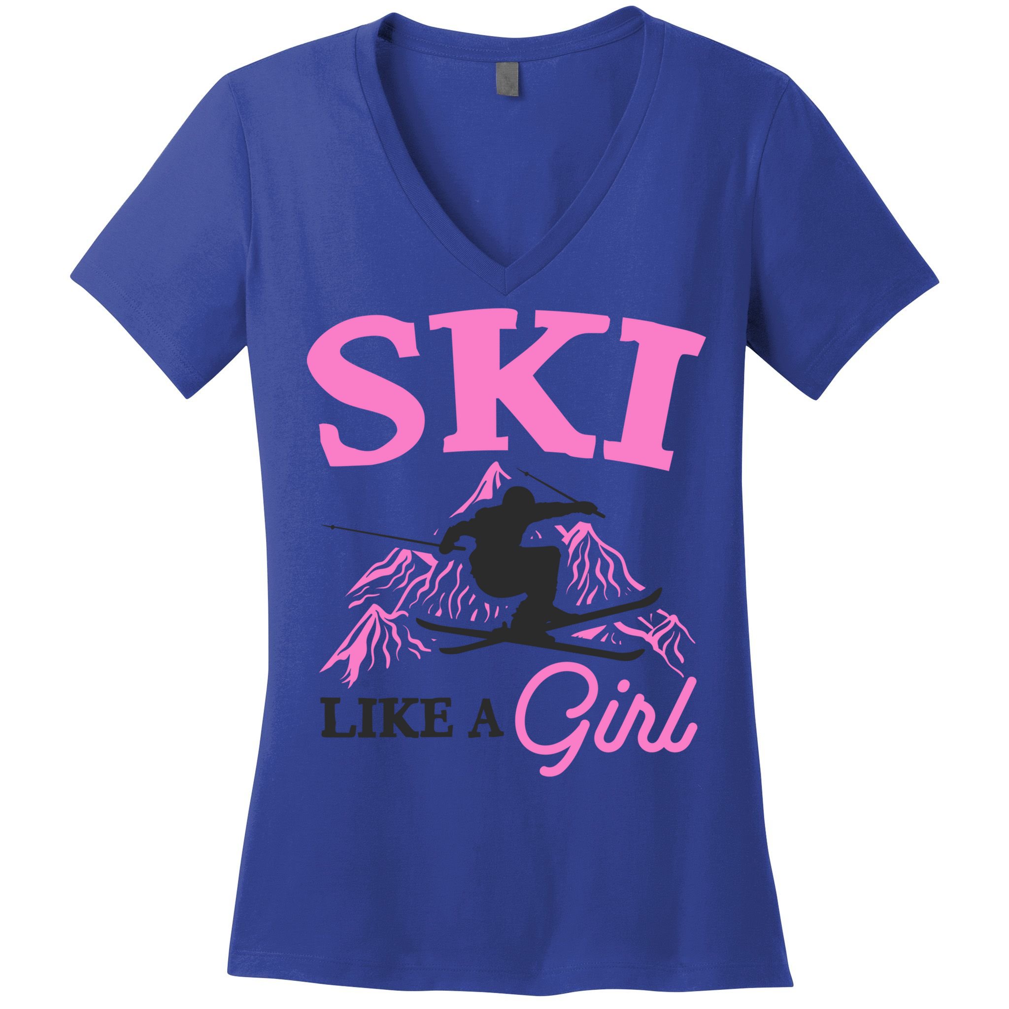 Ski Like A Skiers Winter Sports Mountains Ski Lover Gift Women's V-Neck T-Shirt