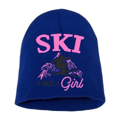 Ski Like A Skiers Winter Sports Mountains Ski Lover Gift Short Acrylic Beanie