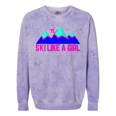 Ski Like A Girl Colorblast Crewneck Sweatshirt