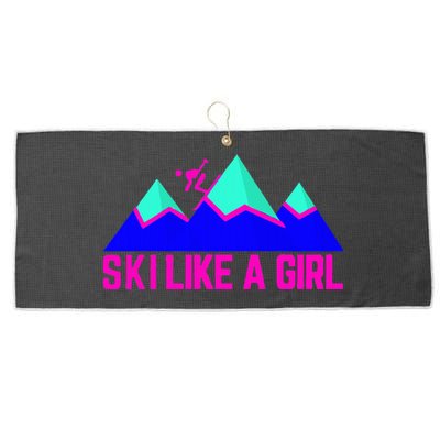 Ski Like A Girl Large Microfiber Waffle Golf Towel