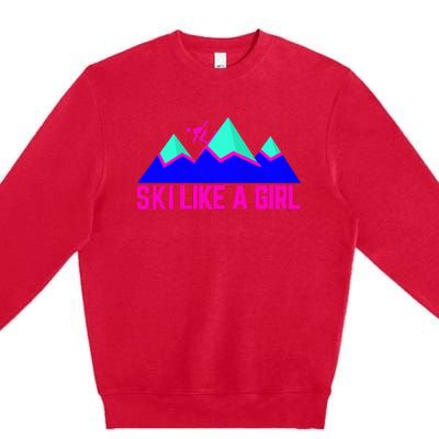 Ski Like A Girl Premium Crewneck Sweatshirt