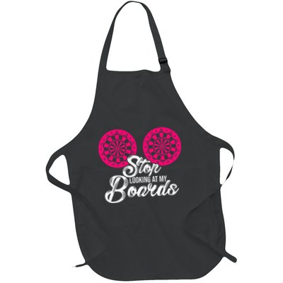 Stop Looking At My Boards Dart Player Full-Length Apron With Pockets