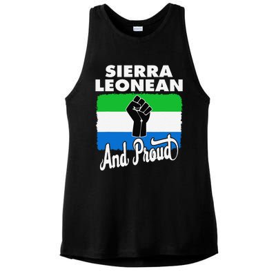 Sierra Leonean And Proud Love Sierra Leonea Flag Fist Ladies PosiCharge Tri-Blend Wicking Tank