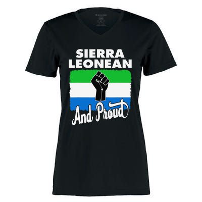 Sierra Leonean And Proud Love Sierra Leonea Flag Fist Women's Momentum V-Neck T-Shirt