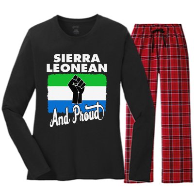 Sierra Leonean And Proud Love Sierra Leonea Flag Fist Women's Long Sleeve Flannel Pajama Set 