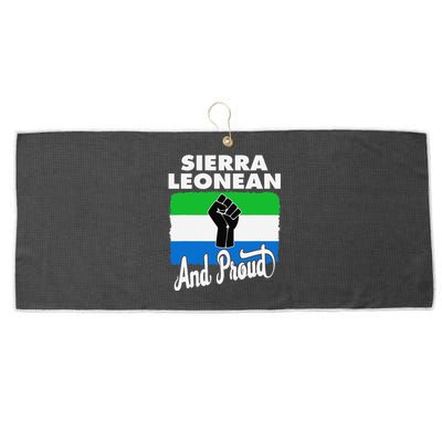 Sierra Leonean And Proud Love Sierra Leonea Flag Fist Large Microfiber Waffle Golf Towel