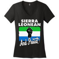 Sierra Leonean And Proud Love Sierra Leonea Flag Fist Women's V-Neck T-Shirt