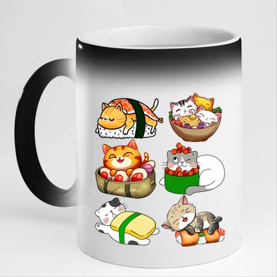 Sushi Lover Anime Cats Lovers Japanese Anime Kawaii Neko Gift 11oz Black Color Changing Mug